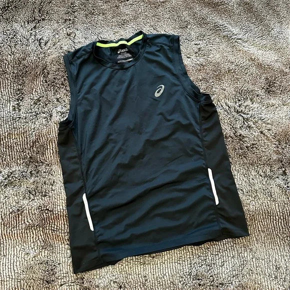 Asics Black and Green MotionDry Top - Picture 1 of 5